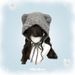 Gato/Gato Sonhador Outono Inverno Bonito Versátil Rosto Emagrecedor Quente Proteção de Orelhas Gorro de Malha_voghion.com