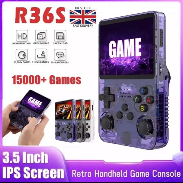 Console de jeux vidéo portable rétro R36S, système Linux, 64 Go, plus de 15 000 jeux_voghion.com