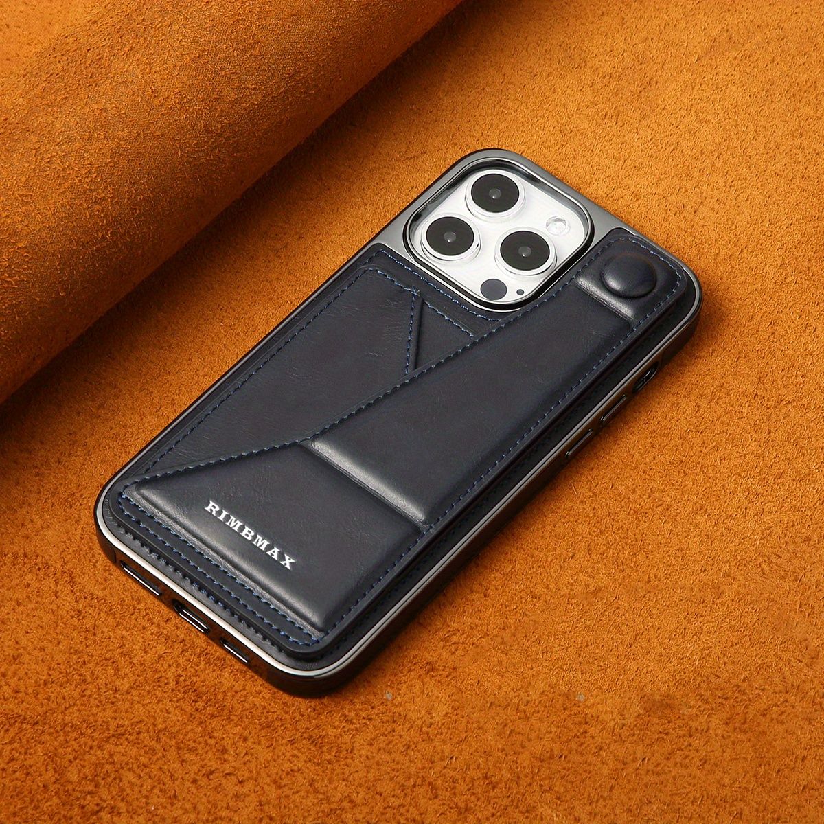 Luxury Premium Leather Phone Case - Built-in Stand, Card Clip, and Sleek Design for 12/13/14/15 Plus/Pro Max Series - Durable, Shock-Absorbing_voghion.com