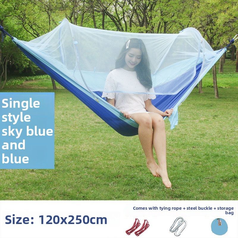 Fully Automatic Quick-Open Outdoor Single/Double Mosquito Net Hammock Parachute Fabric Ultra-Light Mosquito-Proof Home_voghion.com