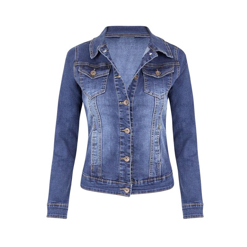 Giacche di jeans corte taglie forti Donna lavaggio autunnale manica lunga Giacca di jeans casual vintage Bomber giacca di jeans da donna_voghion.com