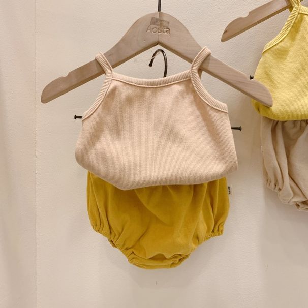 New Korean newborn summer outfit simple camisole vest for baby comfort, soft and versatile breathable sweatshirt_voghion.com