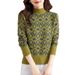 【 Cashmere Family 】 Halbhoher, kurzer, lockerer und dicker Jacquard-Strickpullover für Damen mit Wollunterseite, Innenschicht_voghion.com