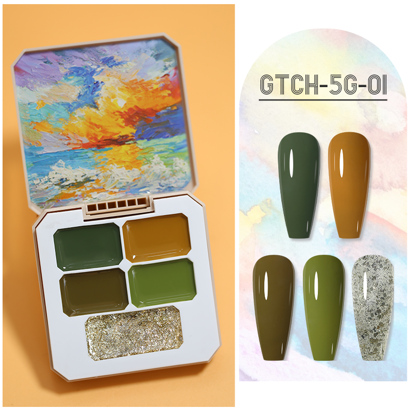 5 Colors Solid Nail Glue Jelly Cream Gum Palette Macaroon Manicure Polish Pigment Pudding Gel Nail Polish UV Gel Glitter Gel_voghion.com