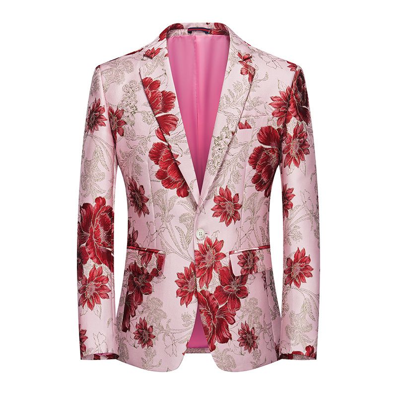 CT Men's Fashion Floral Suit Banquet Business Casual Blazer Singer Host Stage Performance Tuxedo_voghion.com