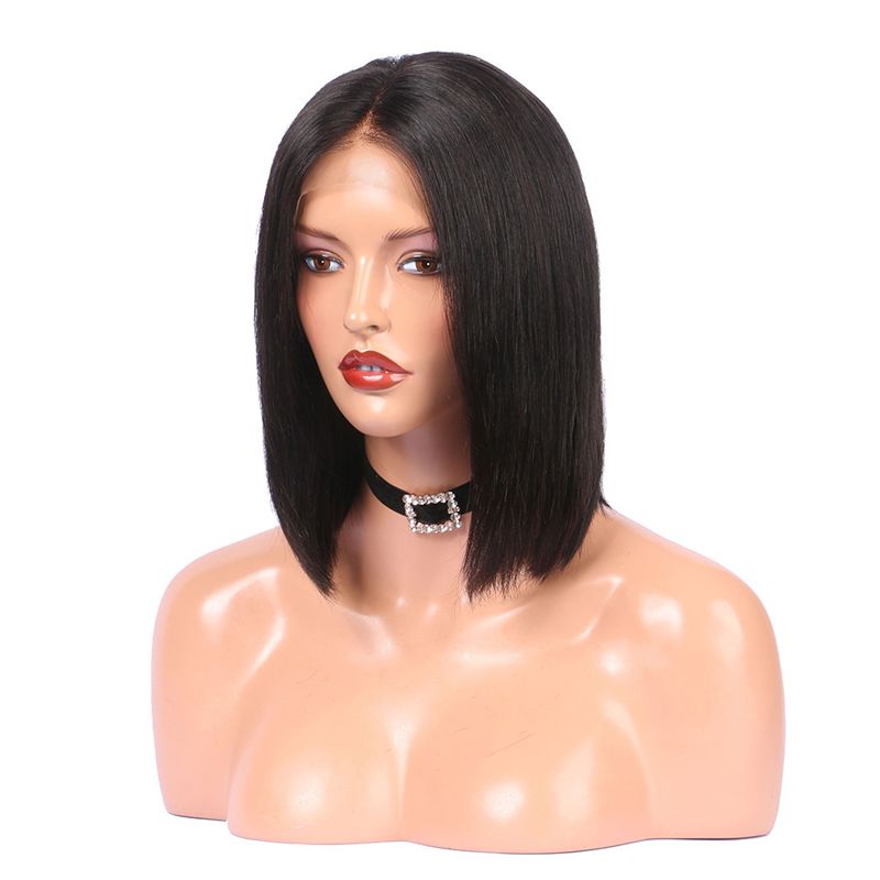 Short Bob Human Hair Wigs 150% Density Virgin Brazilian Soft Human Hair Deep Parting Lace Front Wigs Pre Plucked_voghion.com