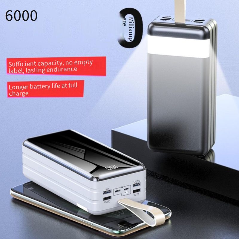 Power Bank Long Battery Life, Large Capacity, 60000mAh Mobile Power Bank, Four Port Output, Digital Display, Fast Charging, Power Bank_voghion.com