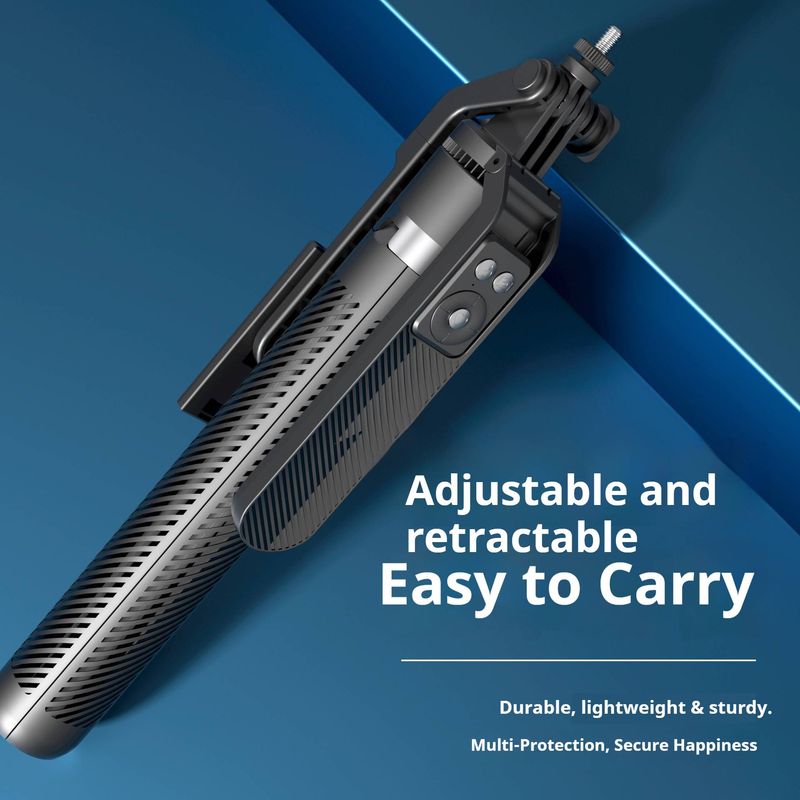Perche à selfie en alliage d'aluminium de 1,8 m avec Bluetooth et système anti-tremblement – Support de téléphone rotatif à 360° pour une diffusion en direct stable et des selfies HD_voghion.com