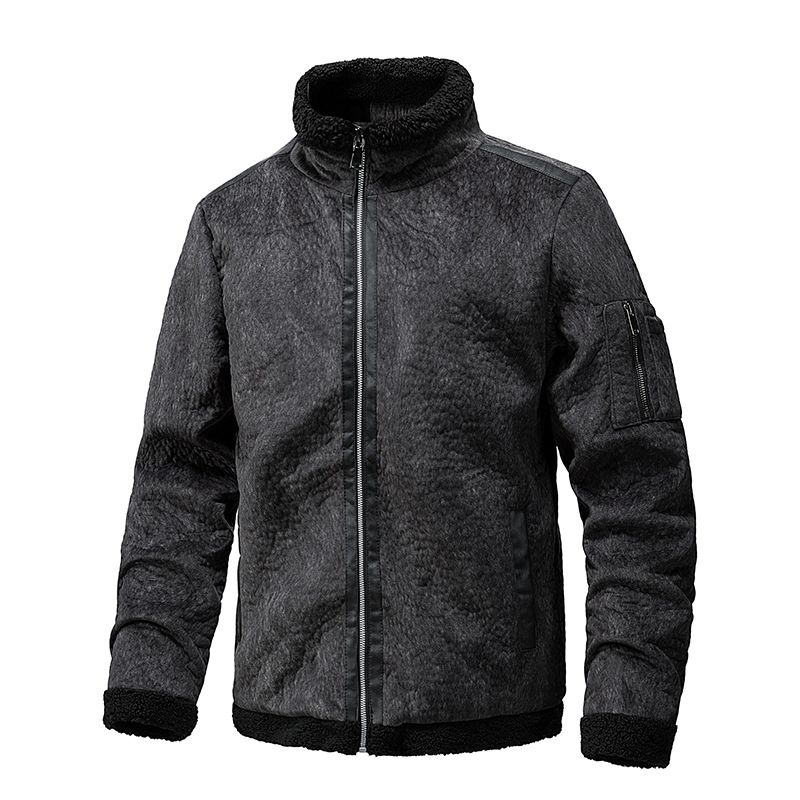 Fleece 2025 Winter Lambskin Suede Stand-up Collar Leather Jacket Thickened Casual Men's Fur All-in-one Coat_voghion.com