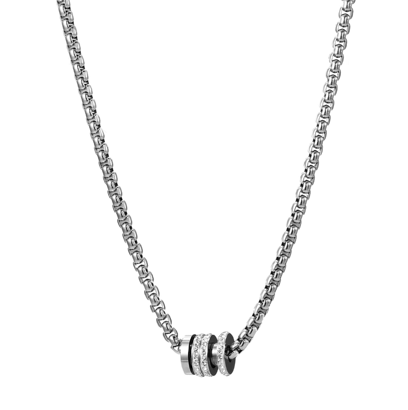 Design di nicchia, collana in acciaio al titanio di alta qualità da donna, ciondolo portafortuna per coppia con vita sottile a doppio strato tempestato di diamanti, alla moda da uomo_voghion.com