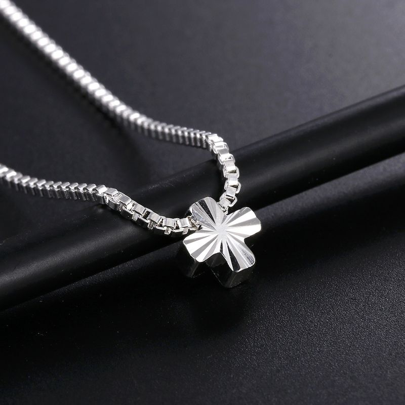Collana con croce di celebrità di Internet, stile giapponese e coreano, per donne, con catena a maglioni a scatola._voghion.com