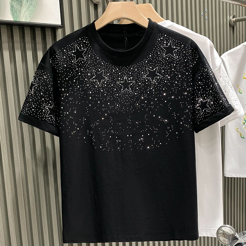 T-shirt tendance pour homme, marque hip-hop européenne et américaine, version coréenne, col rond, manches mi-longues, tendance_voghion.com