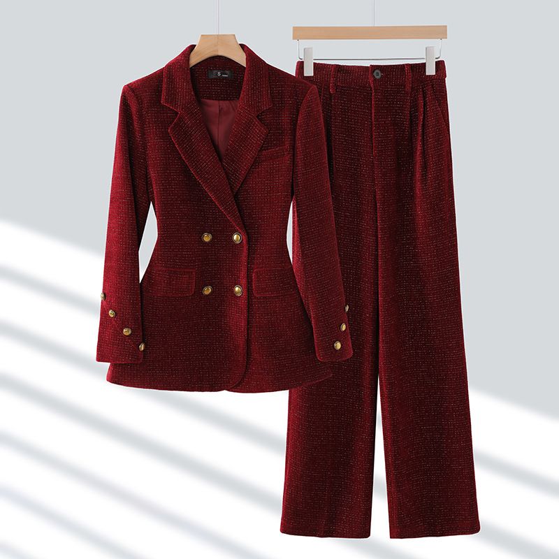 Abbigliamento da donna Abito marrone per donna Autunno Nuovo di alta qualità Slim Fit Abbigliamento formale Abito in velluto a coste Abbigliamento professionale_voghion.com