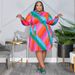 New Stripes with Belt Fashion Loose  Women's Plus size Dresses_voghion.com