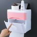 Useful Tissue Box Wall Mounted Visible Press Double Layer Waterproof Tissue Box 4 IN1 Storage Shelf_voghion.com