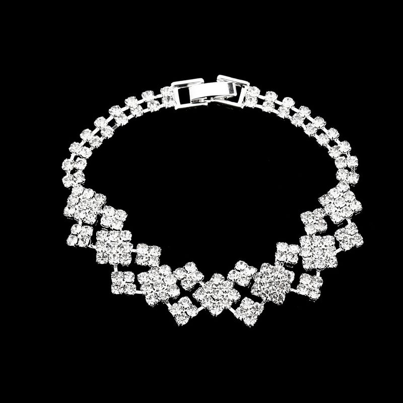 Women’s Jewelry Set Fashion Bride Wedding Dress Rhinestone Necklace Earrings Set Luxurious Temperament Super Flash Dinner Dance Jewelry Accessories_voghion.com
