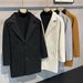 Herren Trenchcoat aus Wollmischung Slim Fit Zweireihig Langer Mantel Lässige Winterjacke Schwarz Grau Beige_voghion.com