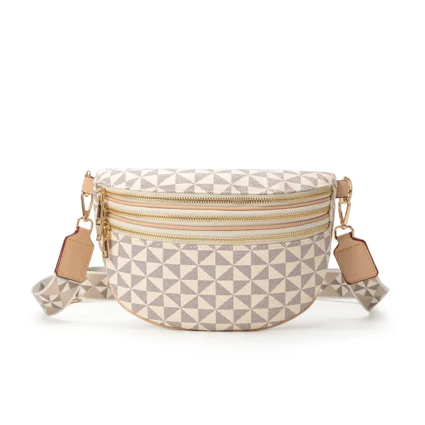 Borsa da designer con spedizione gratuita, marsupio con motivo geometrico, doppie cerniere e tracolla regolabile_voghion.com