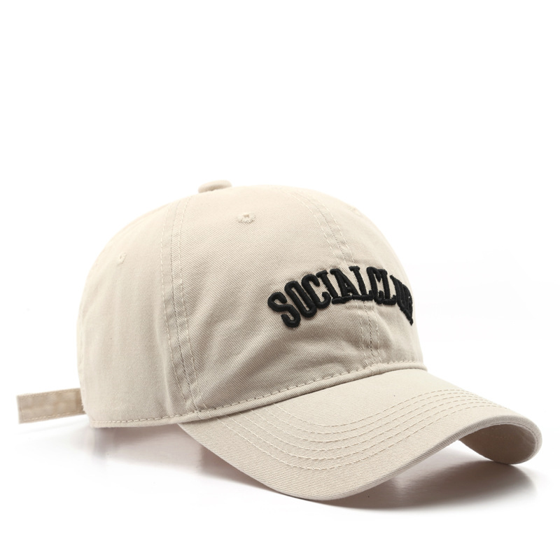 Berretto da uomo a becco d'anatra in cotone lavato con lettera di personalità di strada da esterno per uomo Cappello da sole con protezione solare coreano retrò da donna_voghion.com