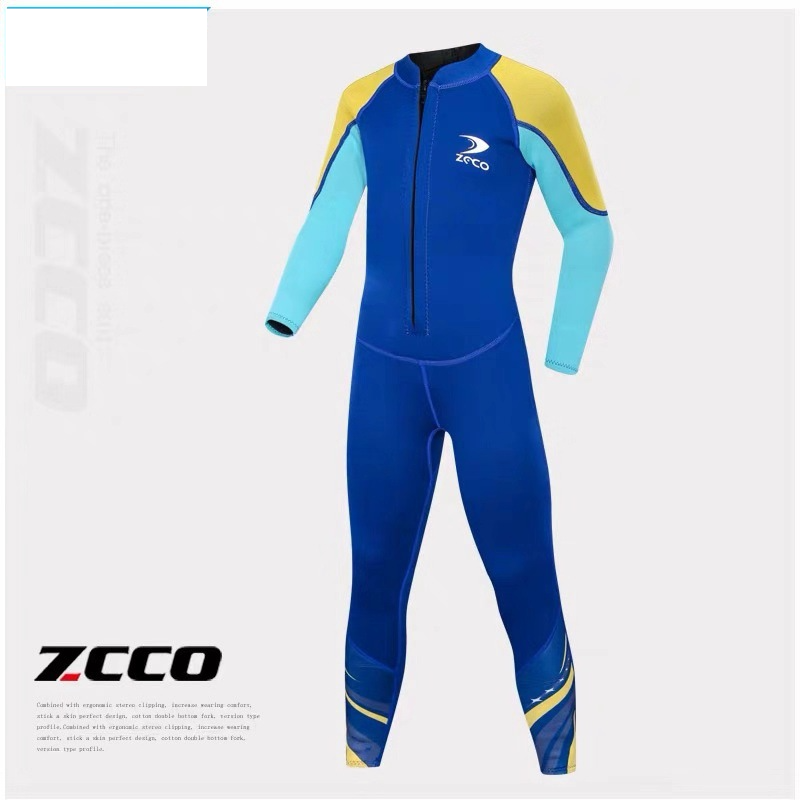 New children's wetsuit 2.5MM swimsuit boys one-piece long sleeve thick warm sun protection surf snorkeling suit_voghion.com