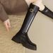 Cameido Women's high thick-soled long boots with fleece lining and belt buckles, knight boots that don't go over the knees._voghion.com