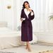 Women's Flannel Robe With V-Neck Collar - Long Sleeve Cozy Sleepwear For Winter, Soft Plaid Pajama Dress, Hotel Spa Robe (Multiple Color Options)_voghion.com