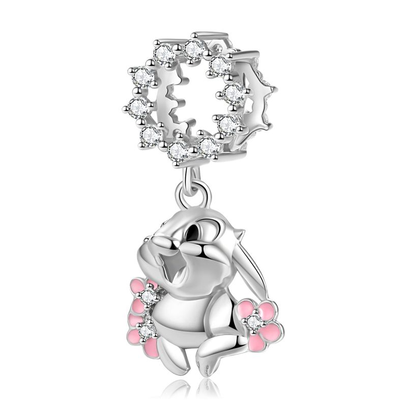 Women's Beads cute rabbit garland pendant European and American popular bracelet S925 sterling silver bracelet diy accessories pendant_voghion.com