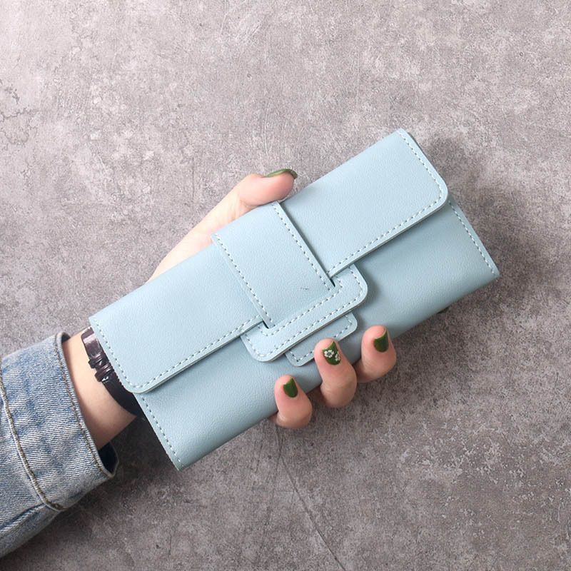 New Women's Long Wallet Tri-Fold Clutch Multi-Functional Pu Bag Korean Simple Fashion Wallet_voghion.com