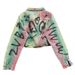 Women's Clothing Short Denim Jacket Early Spring New Small Size Slim Goods Hand Painted Graffiti Design Long Sleeved Top_voghion.com