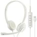 HW02 Cuffie cablate bilaterali leggere con USB e jack da 3,5 mm per PC, laptop, call center (nero/bianco)_voghion.com