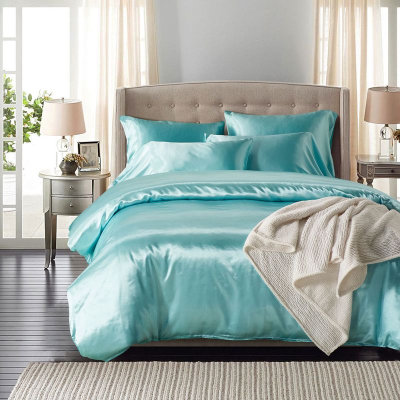 Satin Duvet Cover Queen Size, Luxury Silk Like Crystal Pink Queen Duvet Cover Set, 3 Piece, Ultra Soft And Breathable Bedding Set And 2 Pillow Shams_voghion.com