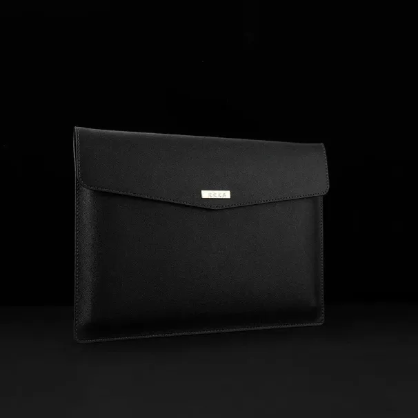 Designer Leather File Folder Large Capacity Document Bag Business Briefcase Magnetic Button Waterproof Laptop Cases_voghion.com