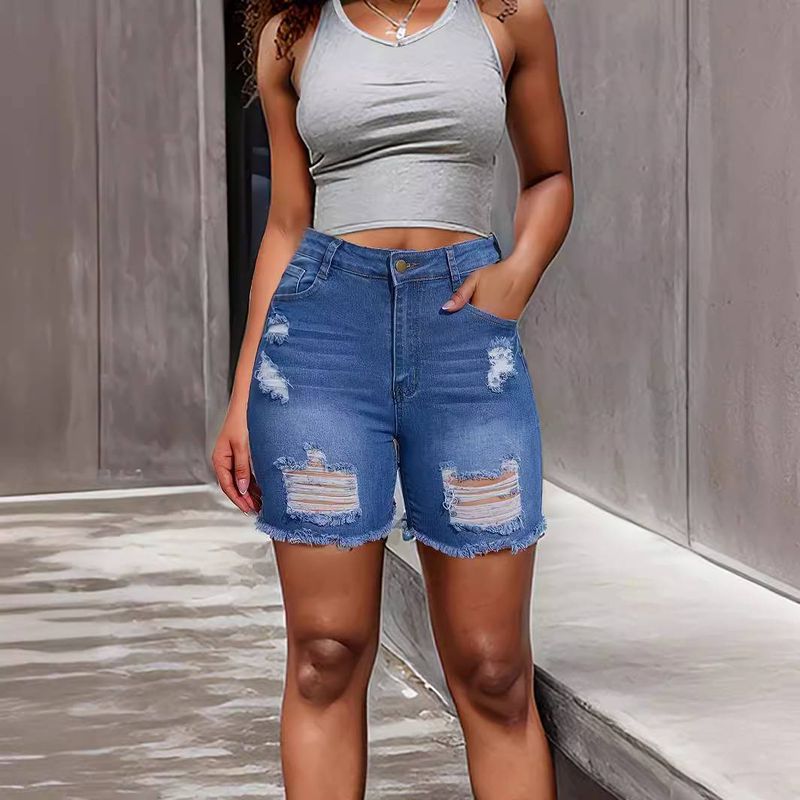 Dameskleding denim gescheurde shorts dames_voghion.com