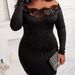 Damenbekleidung Spitze One-Shoulder-Kleid Hollow Flash Highlights Stretch Stoff Hüftbedeckung Rock_voghion.com