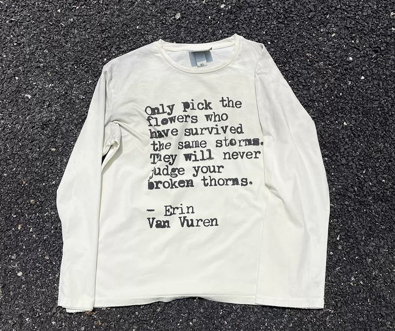 Unisex Casual Cotton Letter Print T-Shirt - Loose Fit Round Neck Long Sleeve Top For Men & Women​_voghion.com