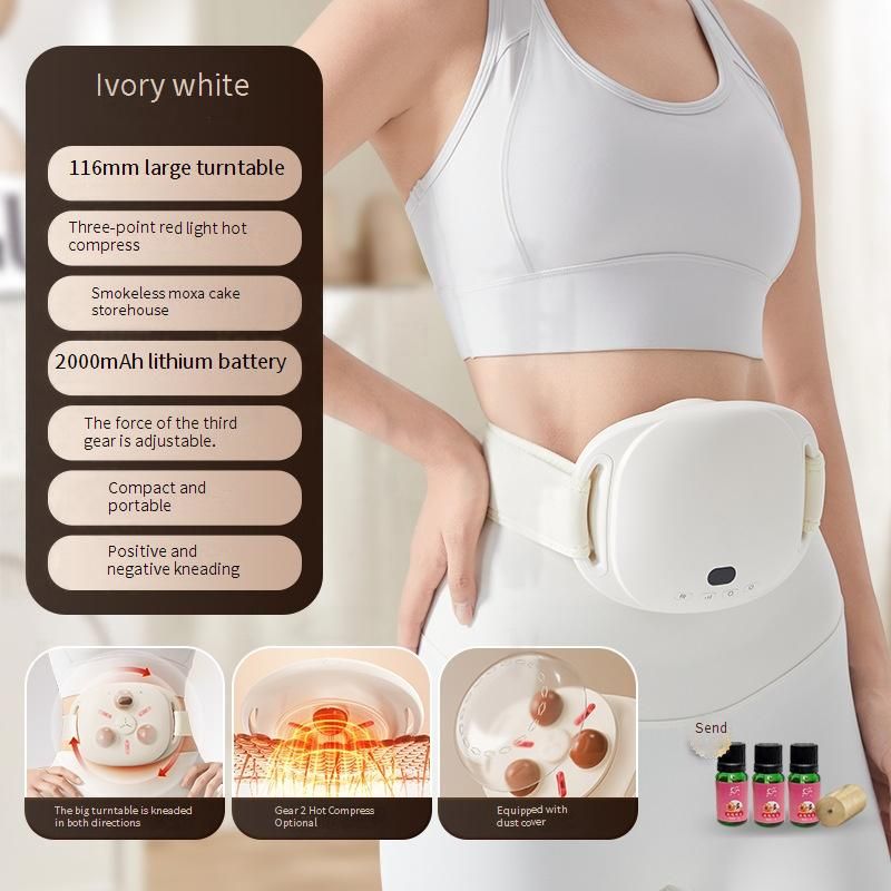 Massaggiatore addominale automatico Bian Stone con riscaldamento e moxibustione - Cintura per massaggio addominale ricaricabile senza fili per digestione e rilassamento_voghion.com