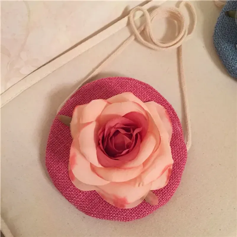 Bolsas de princesa para meninas com flores 3D, moda coreana, rosa, bolsa mensageiro para crianças, nova bolsa fofa para troca de fraldas, bolsa redonda para bebês_voghion.com