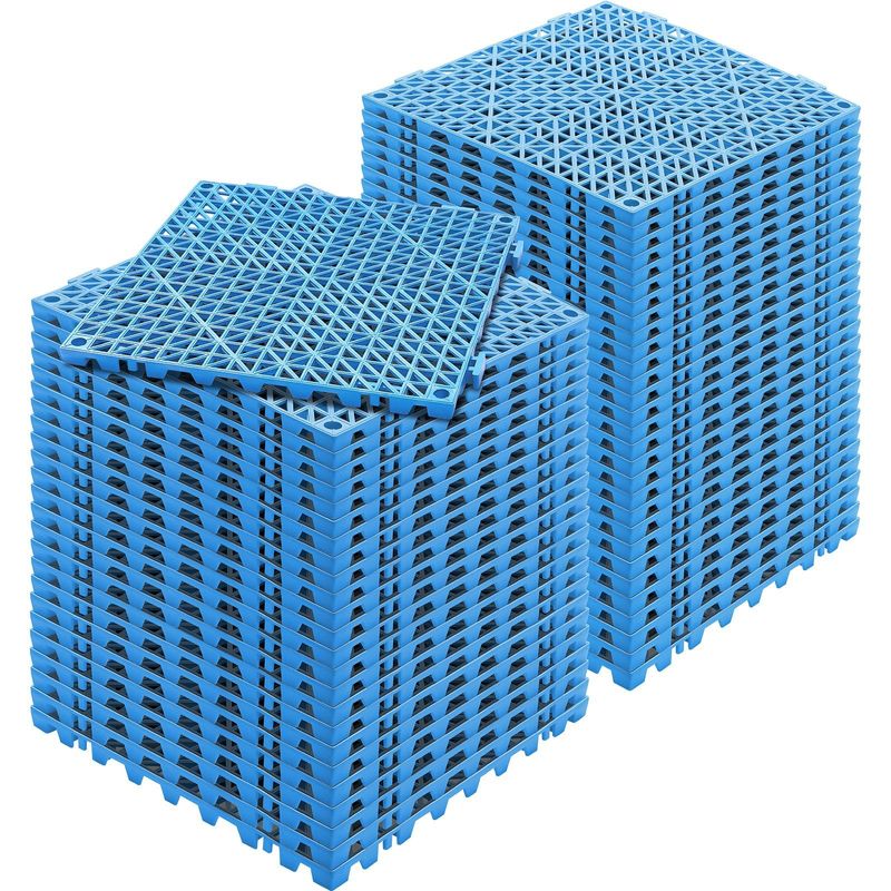 VEVOR Interlocking Tile 55PCS Blue, Drainage Tiles 12" X 12" Splicing, PVC Interlocking Drainage Floor Tiles, Non-Slip Drainage Holes For Restroom, Bathroom, Kitchen, Pool, Wet Areas, Blue_voghion.com