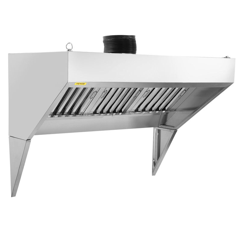 VEVOR Commercial Exhaust Hood, 7FT Food Truck Hood Exhaust, 201 Stainless Steel Concession Trailer Hood With 3 Detachable U-shaped Grid Oil Filter Mesh, Rust Resistant Vent Hood For Kitchen Restaurant_voghion.com