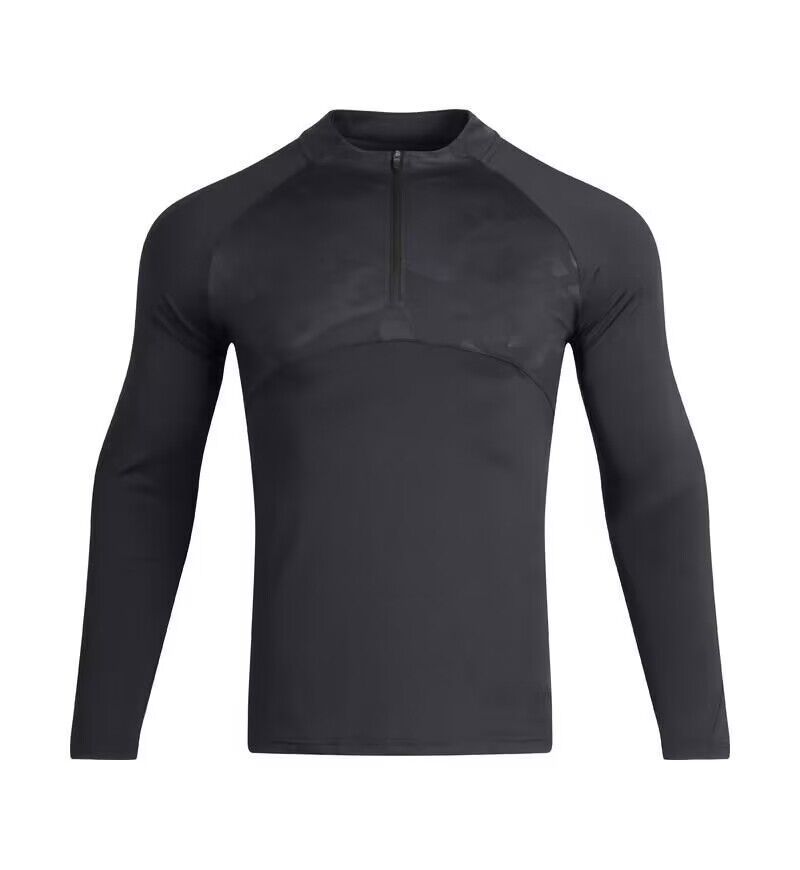 Erkek Giyim Uzun Kollu Tişört Erkek Spor Outdoor Üstler Hızlı Kuruyan Nefes Alabilir Koşu Fitness Antrenman Takımı Yarım Fermuarlı Dik Yaka_voghion.com