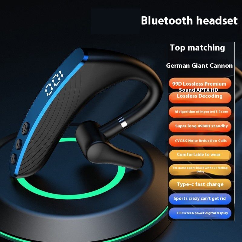 New Bluetooth Sports Gaming Headset Earphones With Ear-hanging Bone Conduction Business Fashion Super Long Standby Noise Reduction_voghion.com