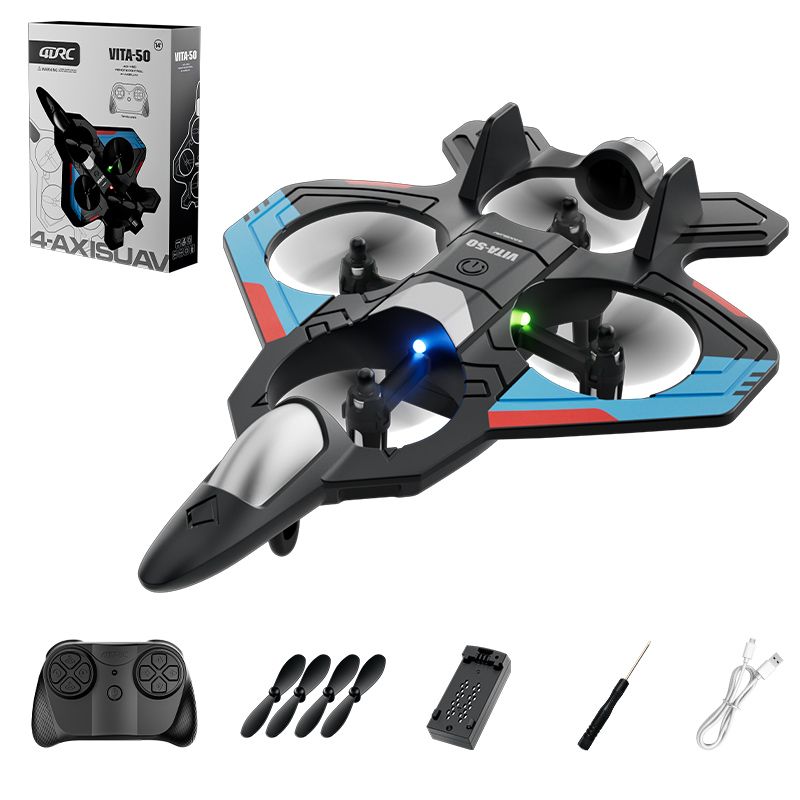 RC Drone V50 Nuovo 2025 2.4G 4CH Aeroplano LED Giocattolo Elettronico da Esterno per Bambini Regali Include Telecomando e USB_voghion.com