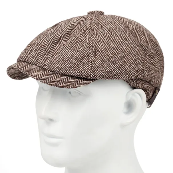 Nuovi arrivi Nuovo plaid versatile classico con un po' di elastico cappelli moda tre baschi uomo casual cappello berretti di alta qualità_voghion.com