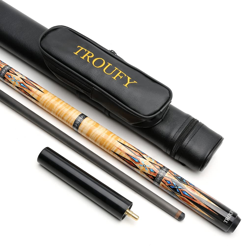 TROUFY Carbon Pool Cue Technology Shaft 12.5mm Tip With Hard Pool Case_voghion.com