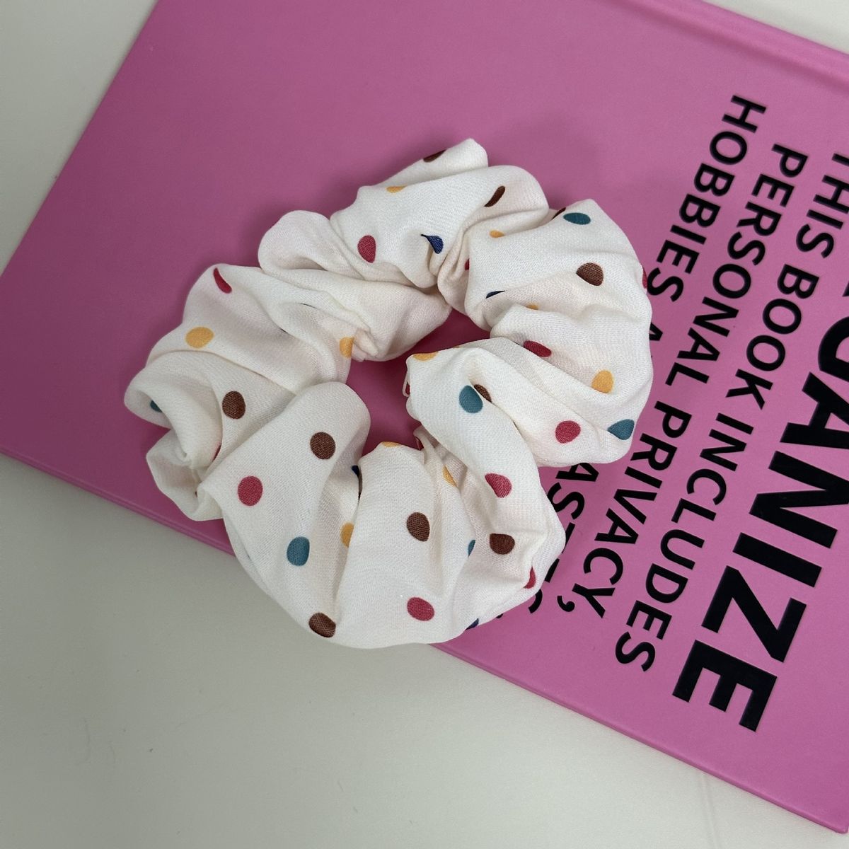 Milk Fu Jelly Beans Colorful Polka Dot Intestine Band Female Mori High-grade Ball Head Large Rope Hair Accessories_voghion.com