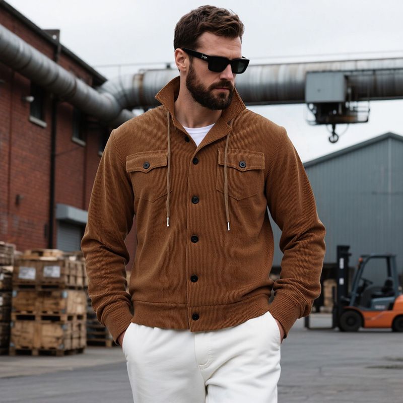 ​​"Vintage Cordjacke für Herren – Retro-Arbeitskleidung mit vielen Taschen und Umlegekragen (S-XXXL, Beige/Armeegrün/Grau/Schwarz/Braun)"​​_voghion.com