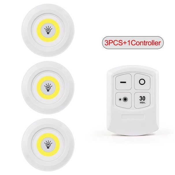 1PC LED světlo COB osvětlení pod skříňkou Noční světlo Bezdrátové dálkové ovládání Stmívatelné skříňové svítidlo 3W Super jasné osvětlení skříně_voghion.com