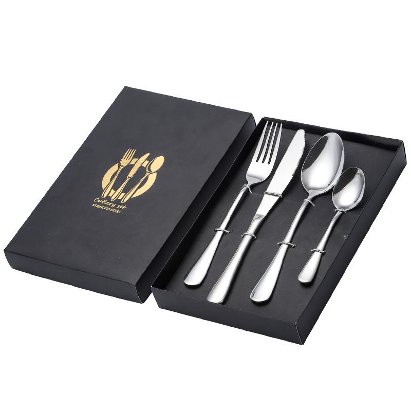 Set di posate in acciaio inossidabile Premium 1010 - 4 pezzi: coltello, forchetta e cucchiaio per bistecche e piatti raffinati_voghion.com