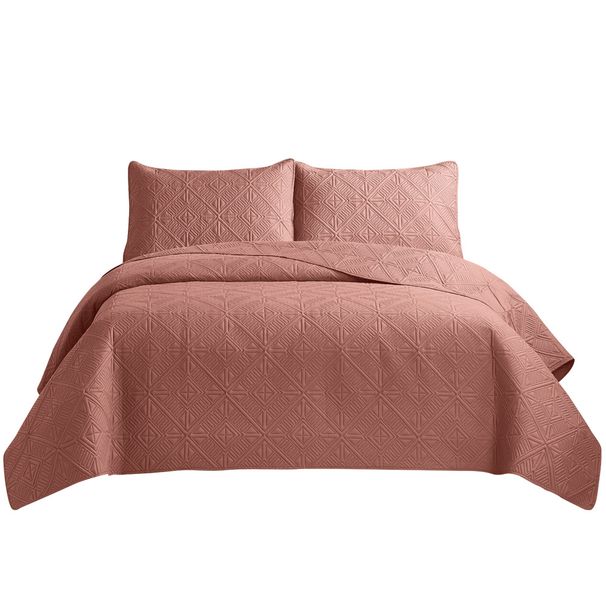3pcs Bedding Sets Quilted Sheets Ultrasonic Embossing Washable Double Sided Bed Cover_voghion.com