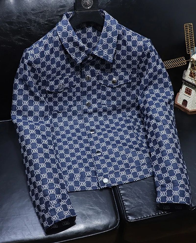 2023 vår och höst nya mäns koreansk stil Slim-Fit Fashionabla tryckta jacka män stilig ung man lapeloveraller_voghion.com